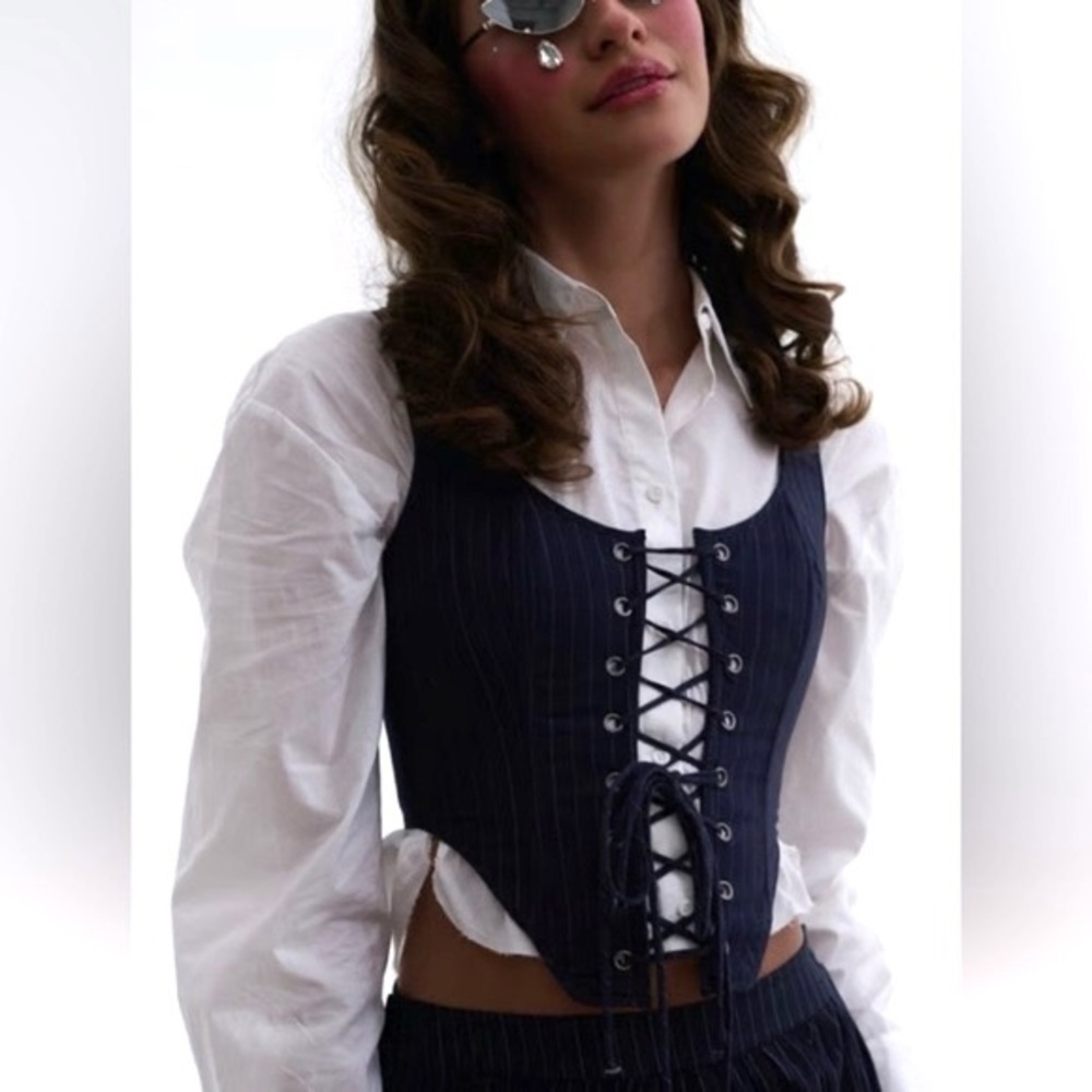 Selkie Black Pinstripe Duchess Corset